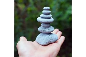OwMell Balanced Stones Cairn Statue Garden Decor, Stacked Zen Rock Stone Decor, Small Fish Tank Decoration, Micro Landscape Decor 3.7"