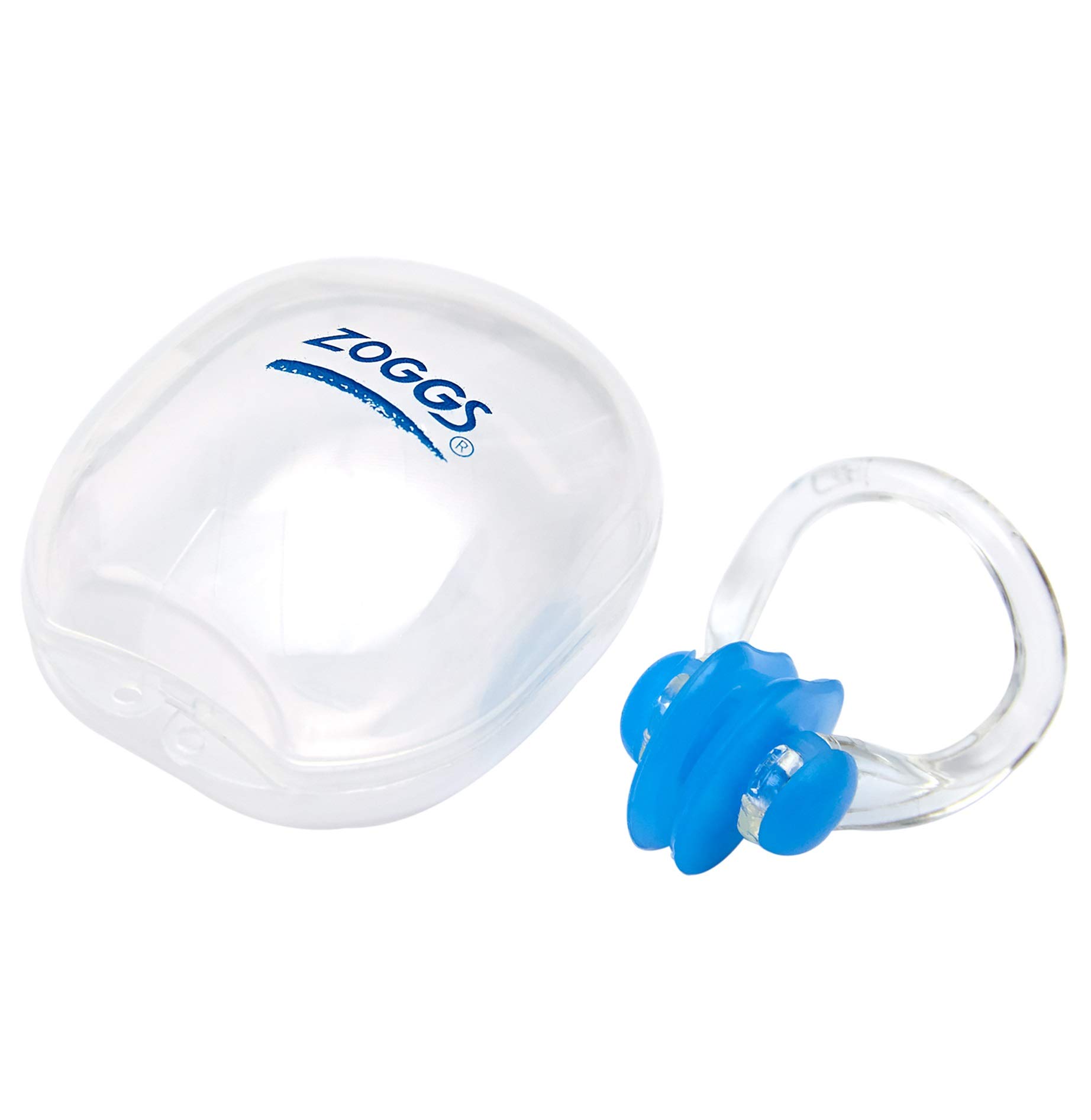 Zoggs Unisex Soft Silicone Swimming Nose Clip with Case, Blue/Clear, One Size