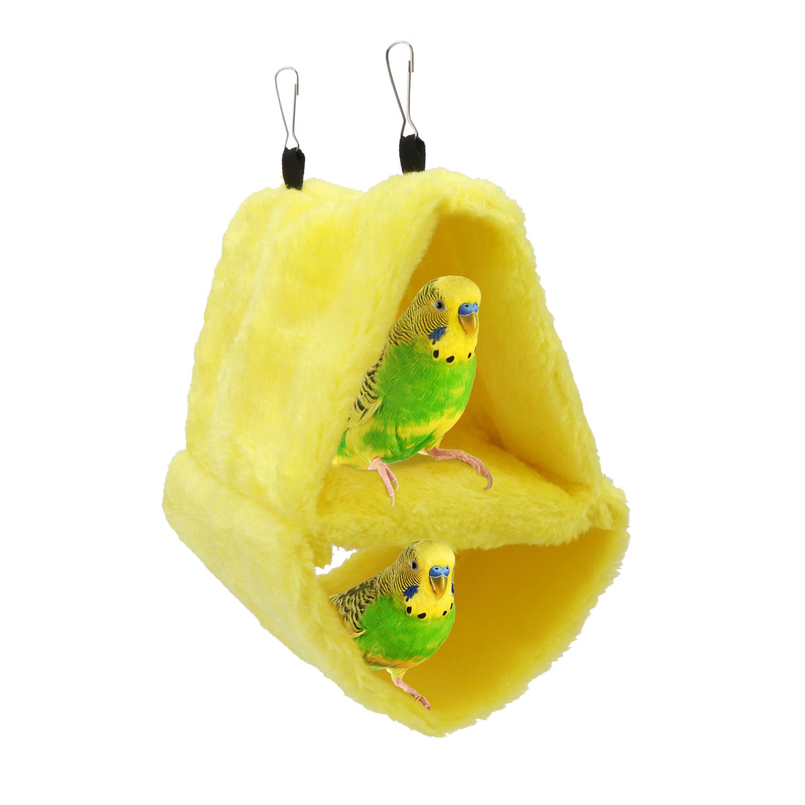 Wontee Bird Parrot Plush Hammock Dual Layer Nest Shed Bird Snuggle Cave Happy Hut for Parrot Macaw Budgies Eclectus Parakeet Cockatiels Cockatoo Lovebird (S, Yellow)