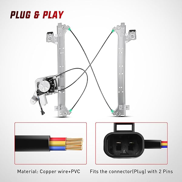 NILIGHT REAR DRIVER SIDE POWER WINDOW REGULATOR/MOTOR COMPATIBLE WITH 2001 2002 2003 2004 2005 2006 CHEVROLET AVALANCHE SILVERADO SUBURBAN GMC SIERRA YUKON XL 1500 2500 3500 741-578