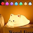 ZKLiLi Night Light for Kids Cute Cat Lamp, 16 Colors+Tap+Silicone Kids Night Light for Kids Night Light,USB Rechargeable Cat Night Lights for Kids Room,Girls