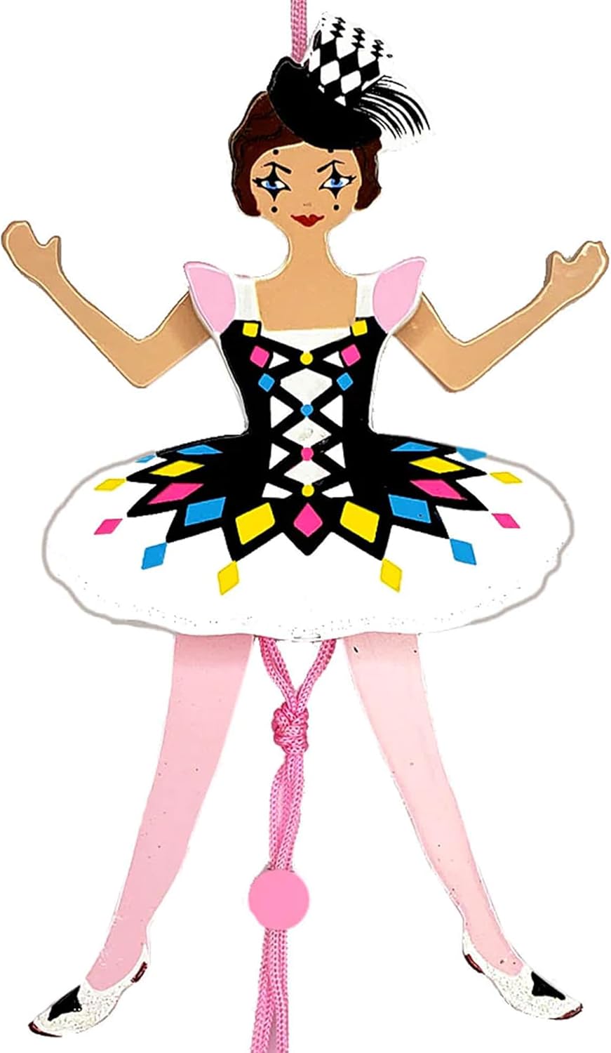 Nutcrackers - Nutcracker Ballet Gifts Harlequin Dancer Doll Figure Pull String Puppet Ornament, Christmas Tree Holiday Nutcracker Decorations, Home Decor, 6-inch