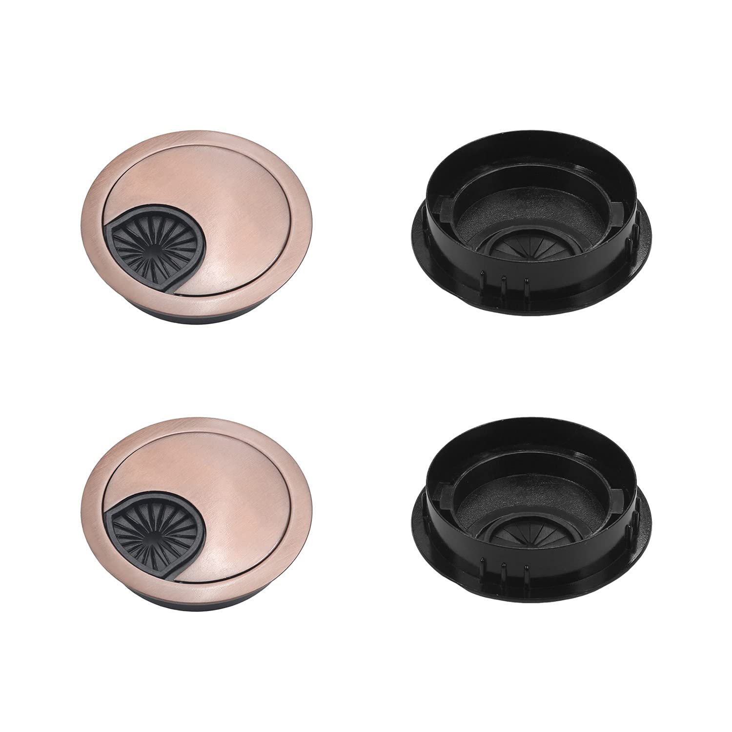 MroMax 2.28" Desk Grommet Zinc Alloy 58mm Cable Hole Cover Cord Desk Grommets Arrange Wires Organizer for Home Office Desk Cable Cord Red Copper 4Pcs