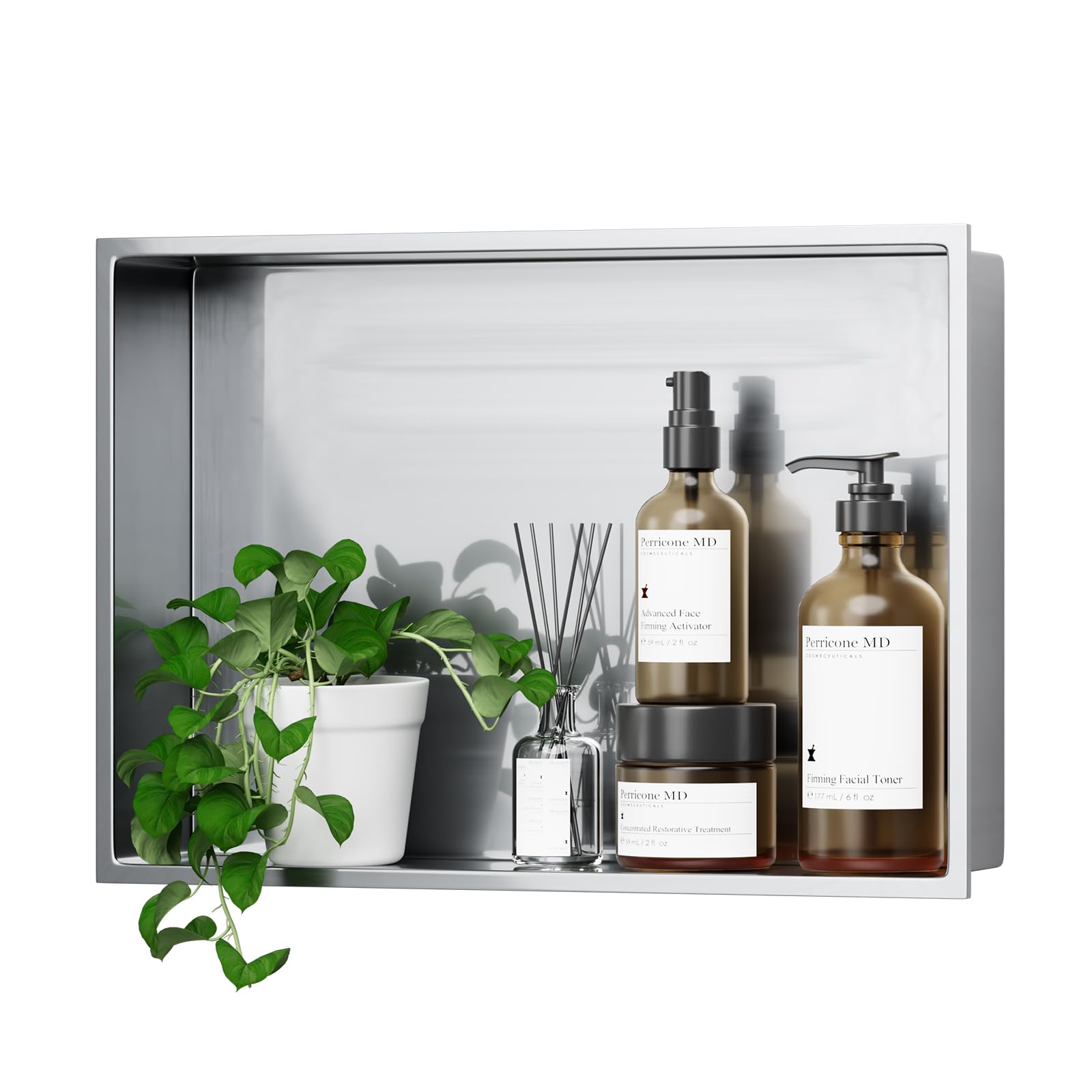 Photo 1 of Greenspring 18" X 12" Shower Niche Insert Tile Ready, Niche for Shower Wall, Stainless Steel Recessed Shelf No Tile Needed for Bathroom Storage, Brushed Nickel