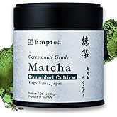 Emptea Matcha Powder Ceremonial Grade Kagoshima Okumidori (Organic) - First Harvest Stone-milled Premium Single Cultivar Okumidori Japanese Green Tea Powder from Kagoshima Japan 1.06 oz (30g) Tin