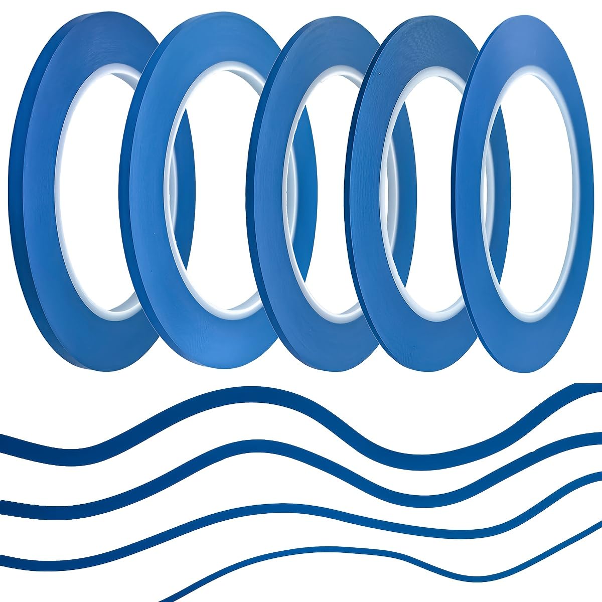 JINBING Vinyl Fine Line Fineline Automotive Pinstriping Masking Tape Painter Tape for Curves Blue 6Rolls 1.5mm 2mm 2.5mm 3mm 4mm 5mm