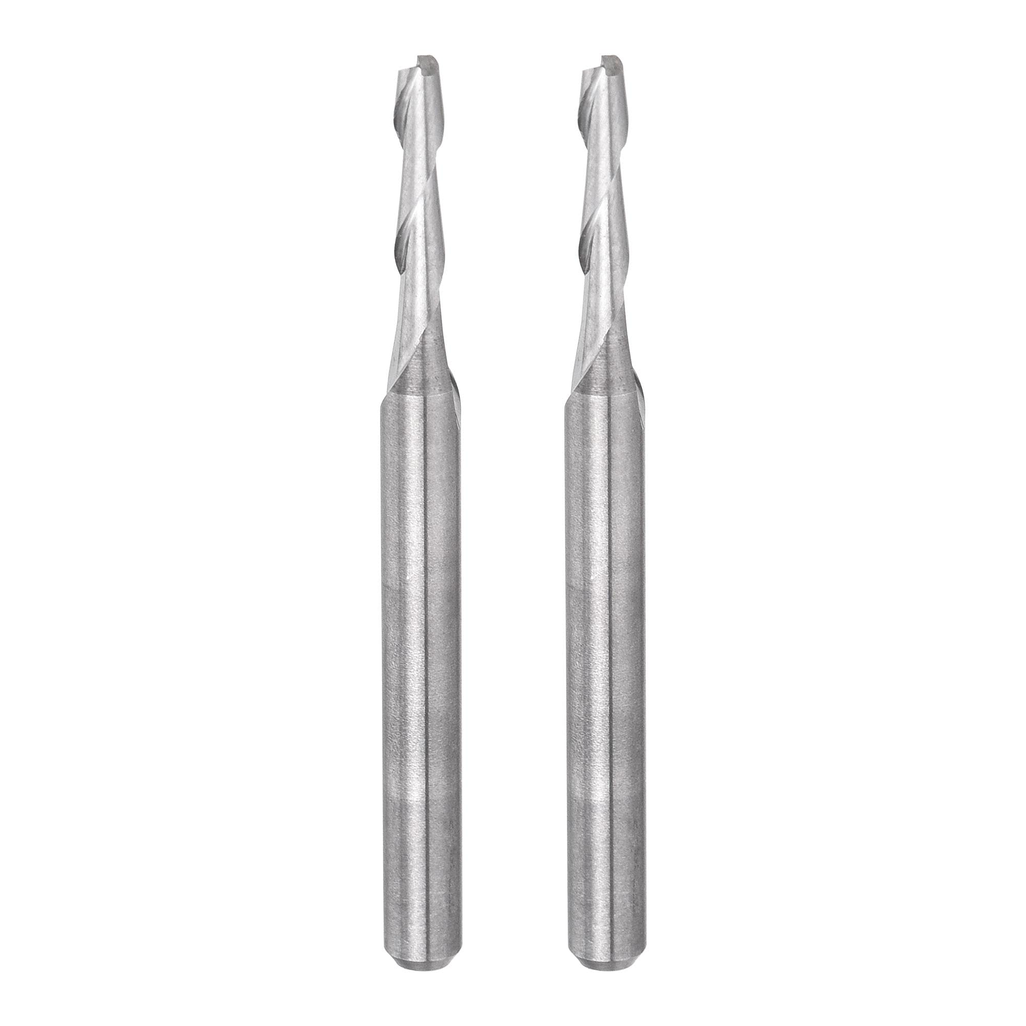 sourcing map CNC Spiral Router Bits 1/8" 3.175mm Shank, 2mm x 12mm Upcut Solid Carbide End Mill 2 Flute Milling Cutter, for Acrylic PVC MDF Wood Hardwood, 2pcs