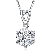 WTYIM 2CT Moissanite Pendant Necklace for Women, 18K White Gold Plated 925 Sterling Silver D Color Ideal Cut Moissanite Diamond Necklace with Box Chain Birthday Mothers Day Gift for Mom Her Wife