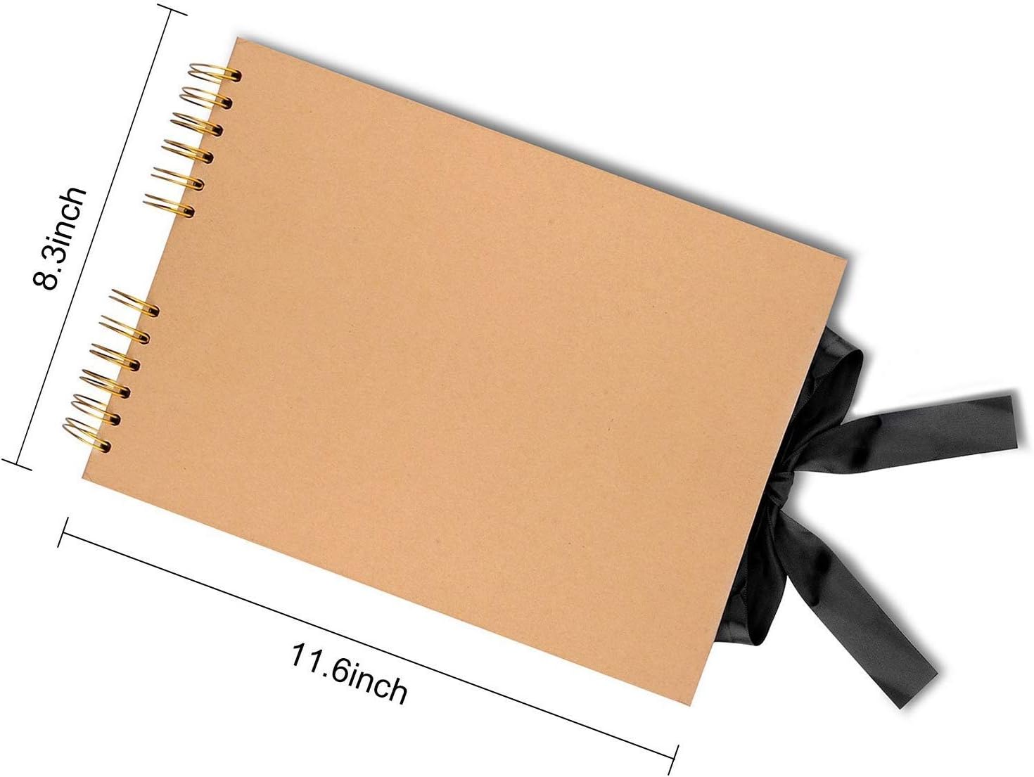 Innocheer Scrapbook, 80 Black Pages Photo Album, 11.6 x 8.3 inch Great for Craft Paper DIY Anniversary, Wedding, Valentines Day Gifts（Brown）: Arts, Crafts & Sewing