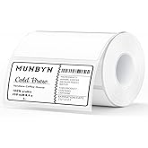 MUNBYN 4” X 2” Direct Thermal Labels, Thermal Printer Stickers, Strong Adhesive & Perforated Labels Paper for Barcode, Mailing, 500 Sheets/1 Roll,White
