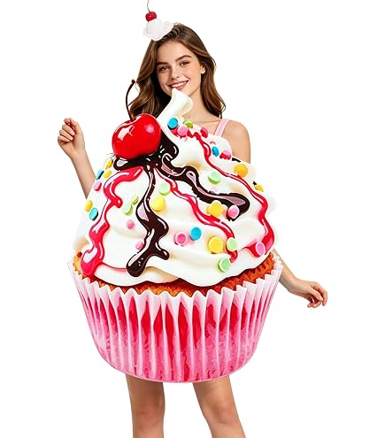 cupcake dress for women Kephay Costumes Halloween Christmas Cosplay Suit Dresses with Hat Role-Playing Party Ice Cream Outfits (One Size, Pink) : Clothing, Shoes & Jewelry Either way Talia in the Brie Size:6m Dress ONLY label_bestseller