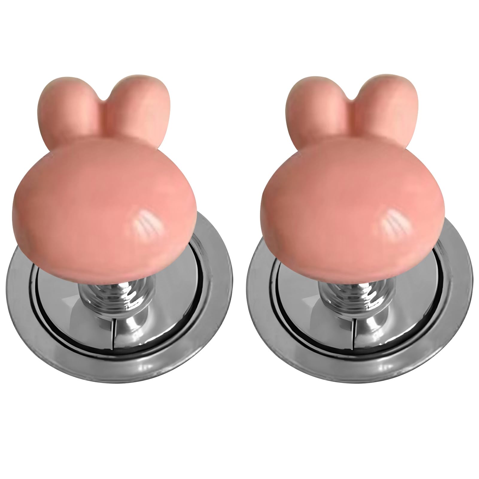Gsycle 2PCS Toilet Push Button, Love Heart Shaped Toilet Tank Button Universal Toilet Press Button Replacement for Home Bathroom Toilet (Pink Rabbit)