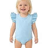 Doahapyker Baby Girls Ruffle Short Sleeve Bodysuit Infant Girl One Piece Romper Toddler Girl Solid Color Jumpsuit