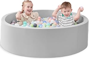 Zmarthumb Large Foam Ball Pit for Children Toddlers, 47.2” Soft Round Ball Pits for Kids, Baby Playpen Ball Pool, Ideal Gift for Indoor and Outdoor Game(Grey), Balls Not Included