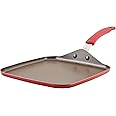 Rachael Ray Cook + Create Nonstick Stovetop Griddle/Grill Pan, Square, 11 Inch, Red