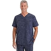 Healing Hands Scrubs for Men V-Neck Scrub Top Jack Camo with Chest Pocket, Moisture Wicking, 360° Stretch & Side Vents 2360