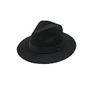 Choies Women's Black Vintage Ribbon Trim Felt Wide Brim Fedora Hat