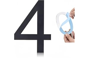 HABITABLE TREE Self-adhesive 5 Inch House Numbers, Acrylic House Number Modern House Numbers Black Mailbox Numbers for Outside Address Home Number for Apartments Office Hotel Room (Number 4)
