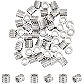 UNICRAFTALE 50pcs Paracord Bead Lanyard Beads Stainless Steel Spacer Beads Grooved Column Beads Tube Spacers Beads with 3.5mm Hole for DIY Knives Pendant Flashlight Bracelet Jewelry Making