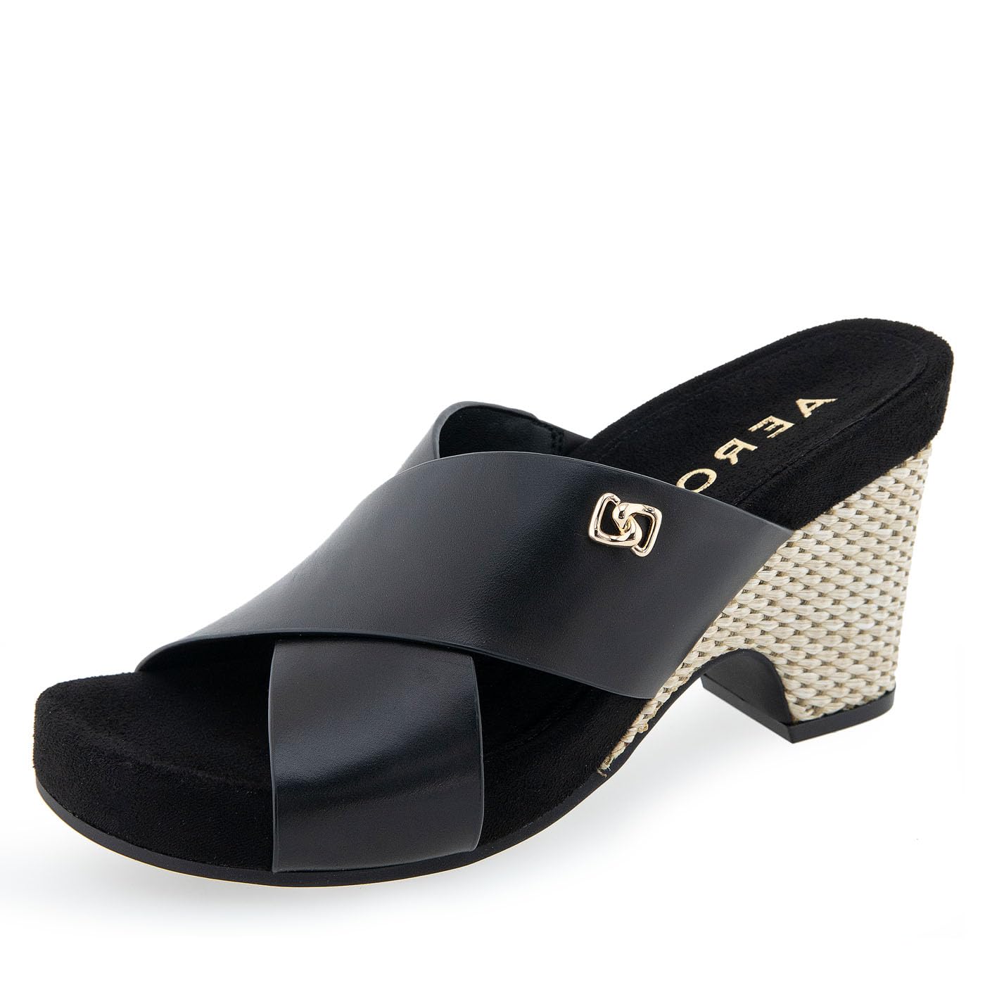 Aerosoles Women’s Madina Slide Sandal, Black Leather, 5.5