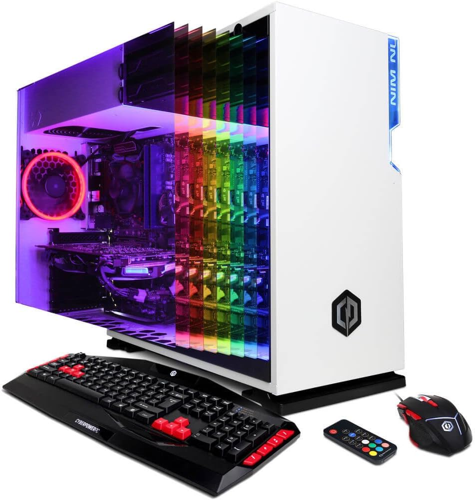 CYBERPOWERPC BattleBox Essential GXi10900CPG Gaming PC (Intel i5-8600K 3.6GHz CPU, 8GB DDR4, NVIDIA GTX 1060 3GB, 120GB SSD, 2TB HDD, WiFi & Win10 Home) White