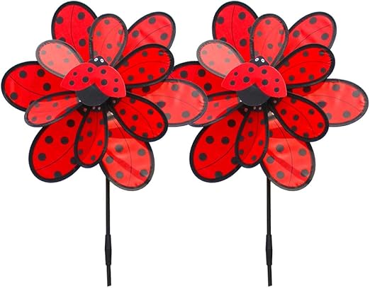 NUOBESTY Hiladores de Viento Jardín Molinete Tela Mariquita Molino de