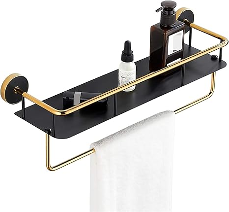 Amazon 真鍮のレールと浮遊棚 タオルのバーが付いている浴室のステンレス鋼の収納棚 寝室 キッチンの収納に最適 浴室用ラック ホーム キッチン オンライン通販