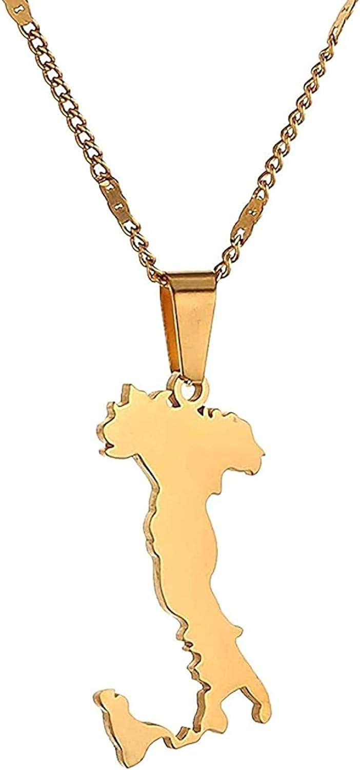 ANAZOZ Afrika Karte Halskette Damen - Edelstahl Silber Anhänger