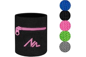 NEWZILL Wrist Wallet (Wristband) with Zipper - Cotton Sweatbands for Men & Women, Ideal for Running, Walking, Basketball, Football, Tennis, Hiking, Workout, and More