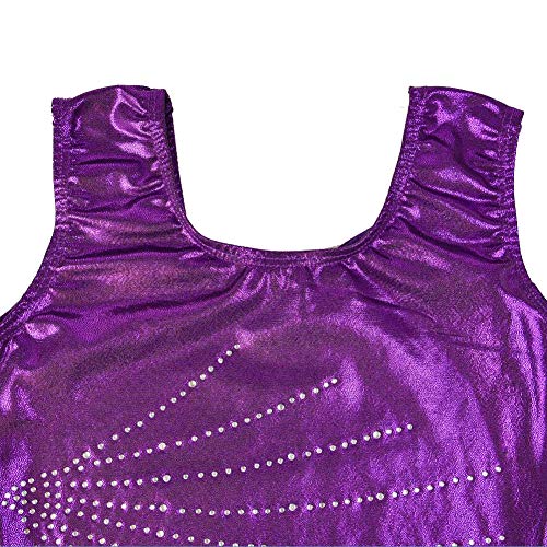 Tigerhu Leotards for Girls Gymnastics Athletic Sparkly Dancewear Activewear, Purple 8