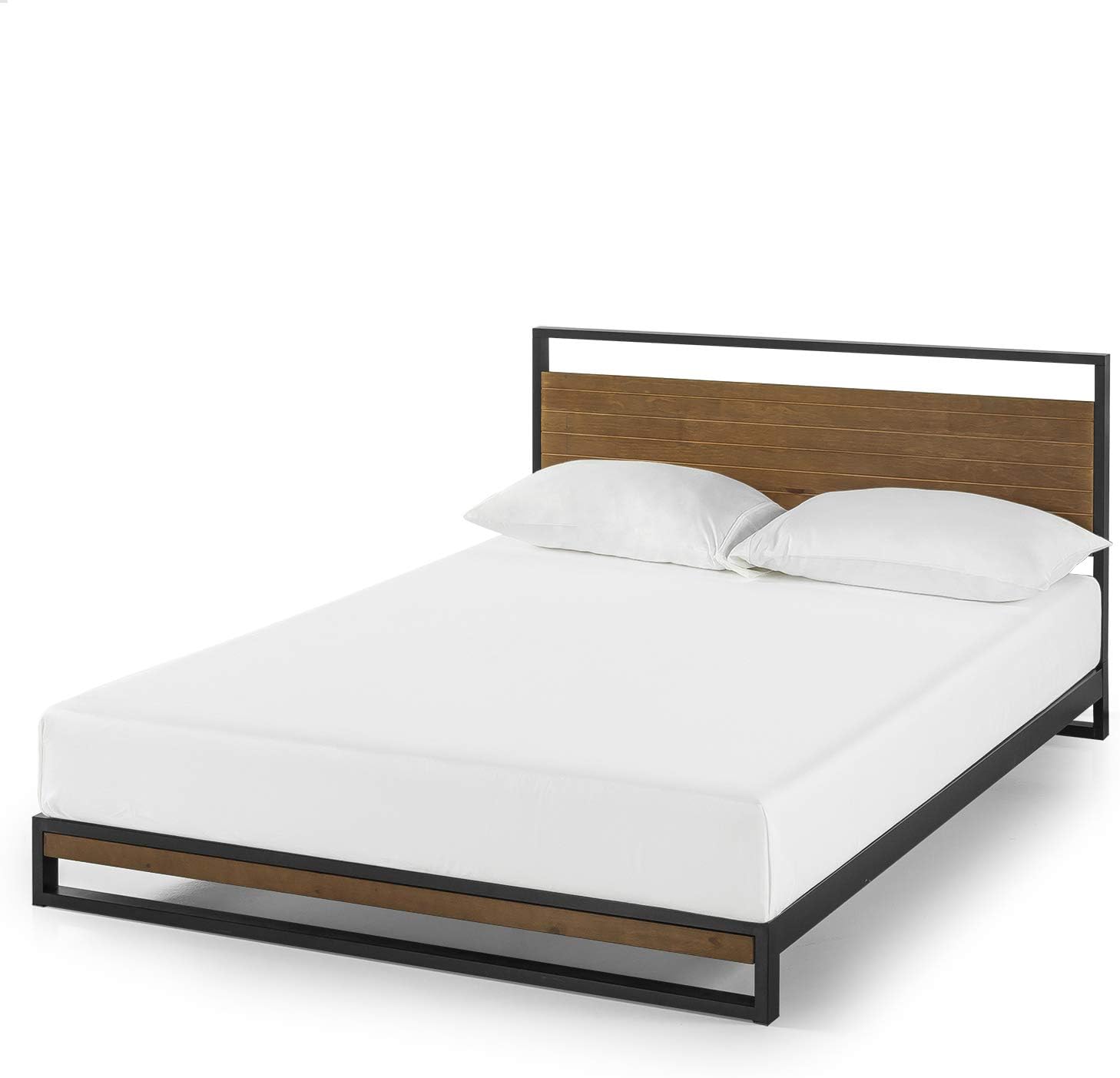 ZINUS Suzanne 18 cm Metal and Wood Platform Bed Frame, Black; Wood, Single - Image 3