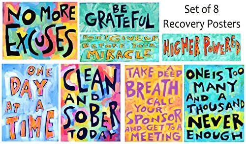 Full Size Recovery Posters SET of 8: sobriety, 12 step support