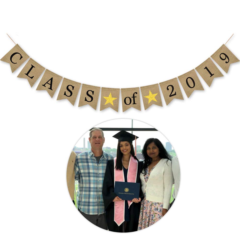 Joyooy Class Of 2019 Graduation Banner Burlap Bunting Garland
