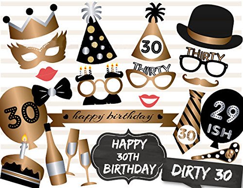 Veewon 30th Birthday Photo Booth Props Party Favor Kit - 23 Count