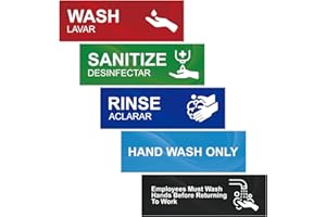 Magicfour Wash Rinse Sanitize Sink Labels, 5 Pack 3 Compartment Sink Signs, Waterproof Sticker for Wash Station, Commercial Kitchens, Restaurant, Food Trucks, Dishwashing