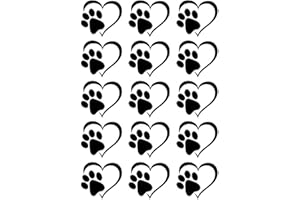 CAPTIVE DECALS Heart Paw Print 15 pcs 1 Inch Black Fused Glass Decals