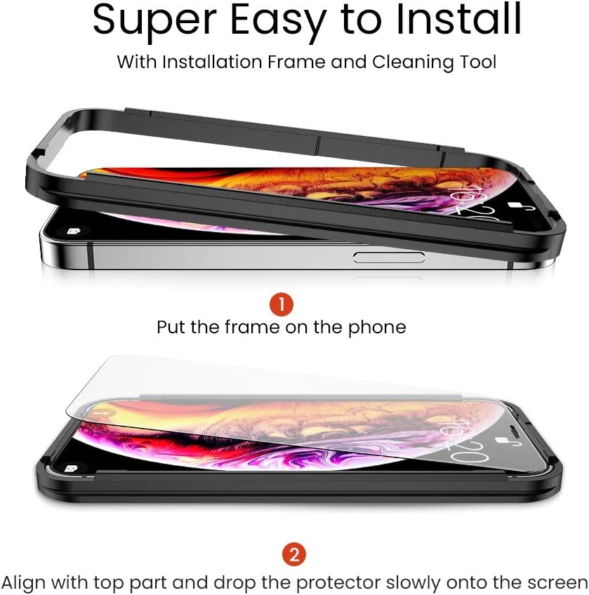 FLOVEME iPhone 12 iPhone 12 Pro Screen Protector (3 PACK) 6.1inch 2020 Shatterproof Tempered Glass Compatible with iPhone 12 iPhone 12 Pro Screen Film Case-friendly Alignment Frame Easy Installation