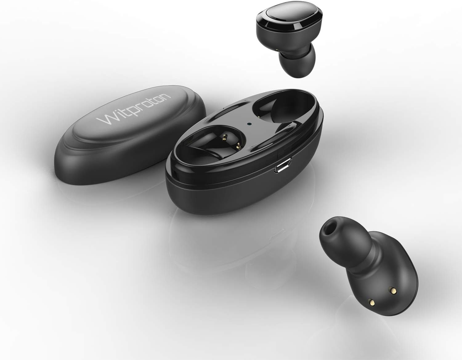 Witproton WitPods TWS True Wireless Bluetooth 5.0 Earbuds, Auto Pairing Earphones in Ear Stereo Headphone Compatible with All Smartphones System (Black)