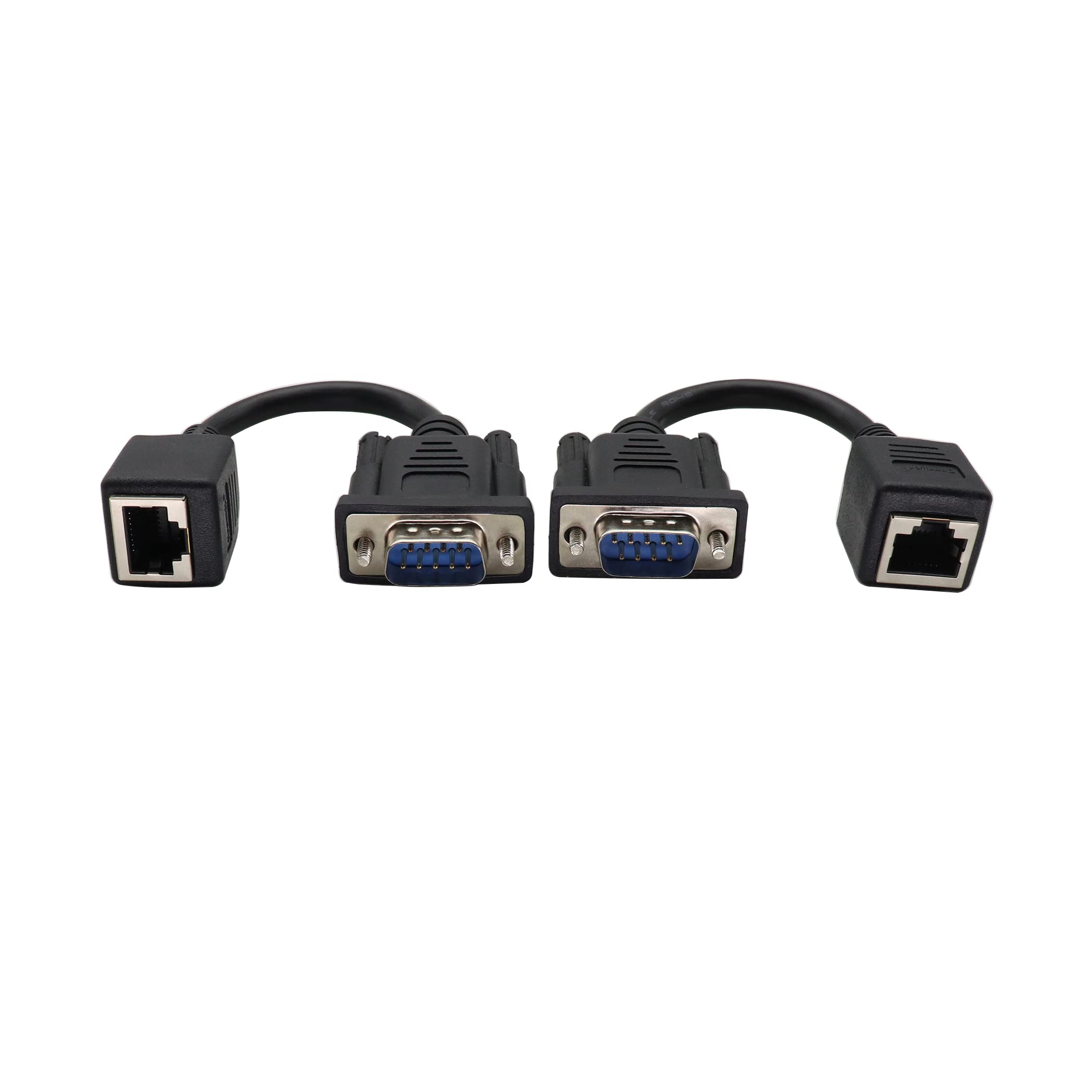 ZUYOOK DB9 RS232 to RJ45 Extender Adapter, DB9 9-Pin Serial Port Male to RJ45 Cable CAT5 CAT6 Ethernet LAN Console Extend Adapter Cable RJ45 to RS232 Cable（15CM/6Inch）(2Pack 2 Male)