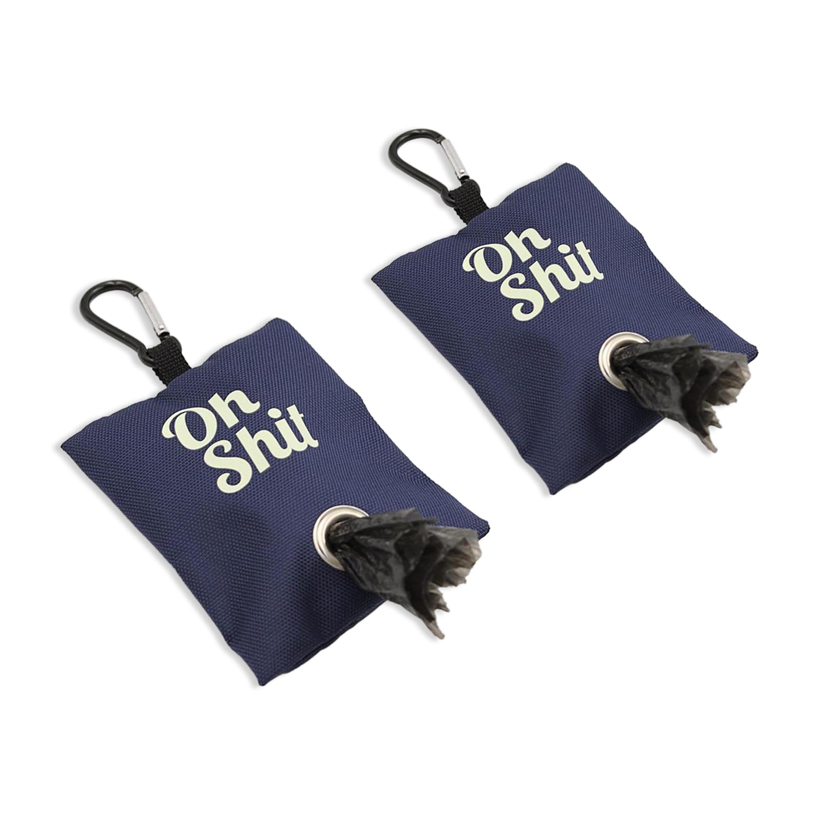 WUMUZAI 2 Pack Dog Poop Bag Dispenser with Clip, Doggie Poop Bag Holders for Leashes, Dog Waste Bag Dispenser, Doggy Bag Holder Pouch, Lightweight Fabric for Pet Running Walking Hiking (Dark Blue)