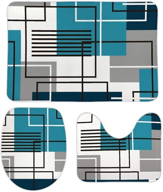 XS0SA0 Badezimmerteppich-Sets 3-teilige Teppiche Korallensamt Türkis