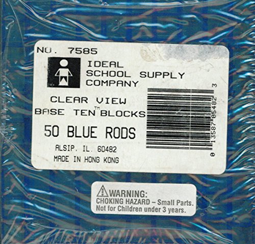 Clear View Base Ten Blocks: 50 Blue Plastic Rods