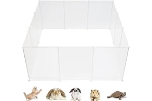 allisandro Clear Small Pet Playpen, Transparent Pet Pen for Home, Foldable Divider Fence for Guinea Pigs, Bunny, Rabbit, Turtle, Hamster, Ferret, Rat, 12 Panels, 27.5" H (No Door)