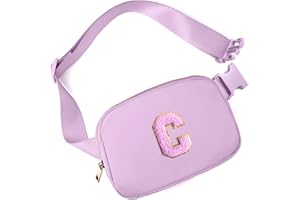 Gitus Gifts for 8 9 10 11 12 Year Old Girls Belt Bag Fanny Pack Crossbody Bags with Initial Letter Patch Cute Stuff Birthday Gifts for Teen Girls Women Personalized Trend Stuff (Lavender-C)