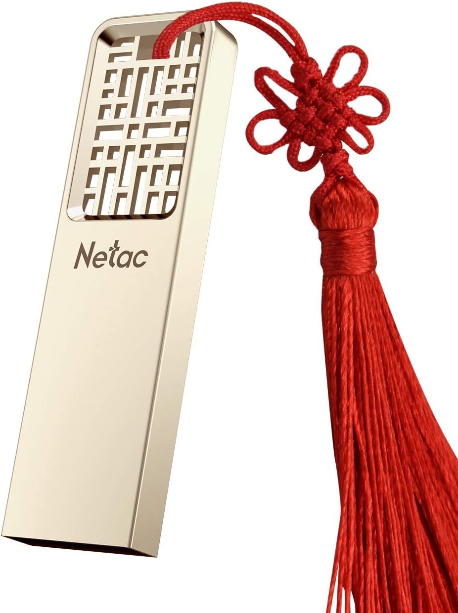 Netac 32GB USB Flash Drive, USB 2.0 USB Stick, Thumb Drive with Chinese Hollow & Knot Design, Jump Drive, Pen Drive, Memory Stick for PC/Laptop/PS4/External Storage Data/Digital Photos/Videos - U327