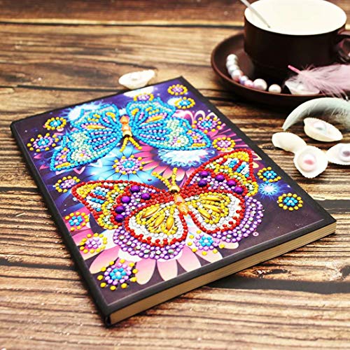 qiaoniuniu Diamond Painting for Kids Mosaic Making A5 Notebook Journals Notepad Gifts for Christmas (Butterfly)