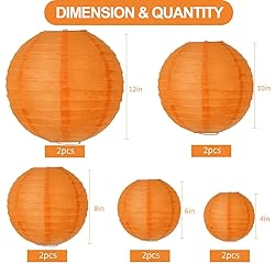 BEISHIDA Orange Round Paper Lanterns Decorative