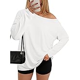 ATHMILE Off The Shoulder Tops for Women 2026 Y2K Loose Fit Tops Oversized Tshirts Fashion Going Out Outfits Casual Basic Tees