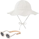 Zando UPF 50+ Wide Brim Baby Sun Hat with Sunglasses 0-12M - Sun Protection Infant Toddler Bucket Hat Adjustable for Outdoor