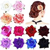 inSowni 12 Pieces Flamenco Dancer Mexican Rose Flower Brooches Pins Prom Party Wedding Bridal Floral Alligator Hair Clips Barrettes Accessories for Women Girls